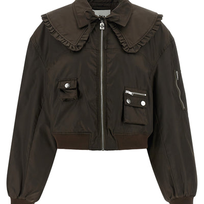 Ganni Duchesse Nylon Bomber Jacket