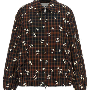 Ganni Check Flower Bomber Jacket