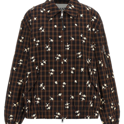 Ganni Check Flower Bomber Jacket