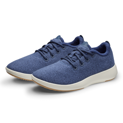 Men's Wool Runner Mizzles - Hazy Indigo (Natural White Sole)