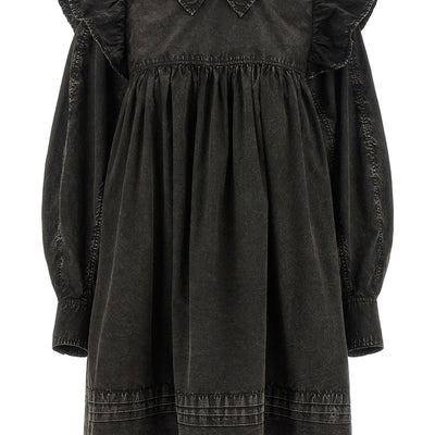 Ganni Black Washed Mini Shirt Dress