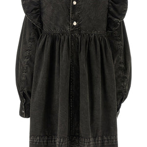 Ganni Black Washed Mini Shirt Dress