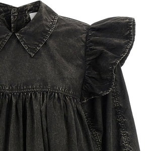 Ganni Black Washed Mini Shirt Dress