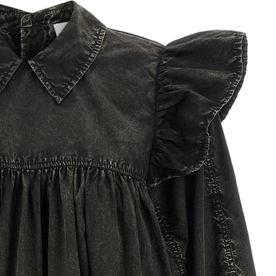 Ganni Black Washed Mini Shirt Dress