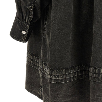 Ganni Black Washed Mini Shirt Dress