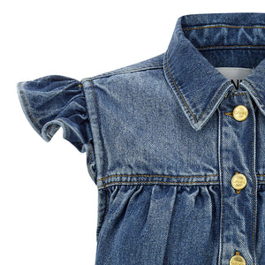Ganni Denim Ruffle Top