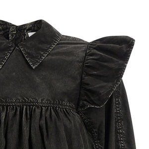 Ganni Black Washed Frill Blouse