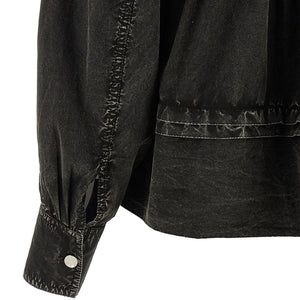 Ganni Black Washed Frill Blouse