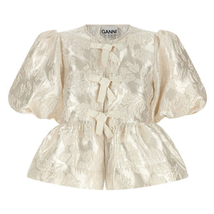 Ganni Satin Peplum Blouse