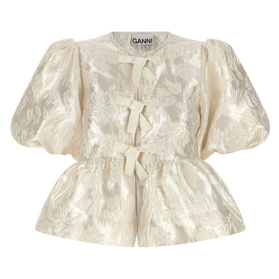 Ganni Satin Peplum Blouse