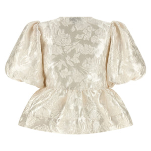 Ganni Satin Peplum Blouse
