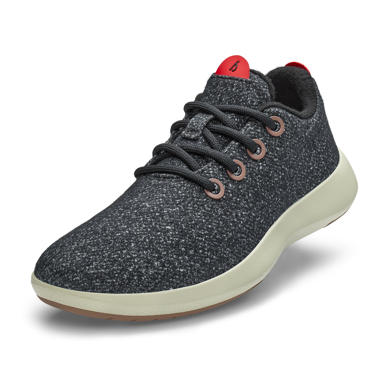 Men's Wool Runner Mizzles - Dark Grey/Bloom Red (Arid Beige Sole)
