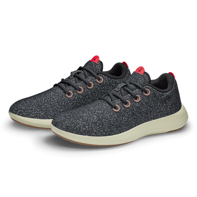 Men's Wool Runner Mizzles - Dark Grey/Bloom Red (Arid Beige Sole)