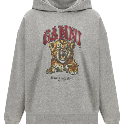 Ganni Grey Tiger Hoodie