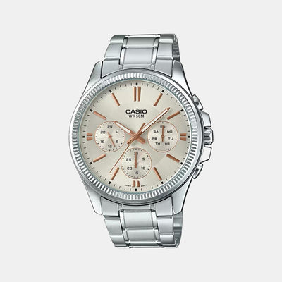 Enticer Men Quartz White Dial Chronograph Stainless Steel Watch A1078