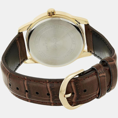 Enticer Men Quartz Beige Dial Analog Leather Watch A1084