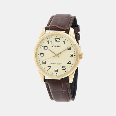 Enticer Men Quartz Gold Dial Analog Leather Watch A1086