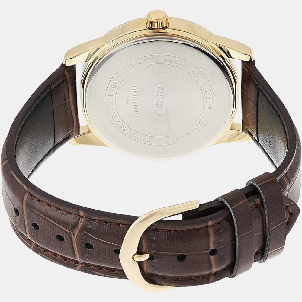 Enticer Men Quartz Gold Dial Analog Leather Watch A1086