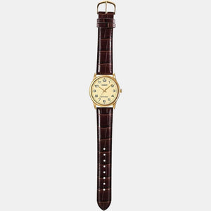 Enticer Men Quartz Gold Dial Analog Leather Watch A1086