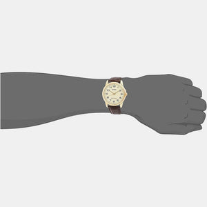 Enticer Men Quartz Gold Dial Analog Leather Watch A1086