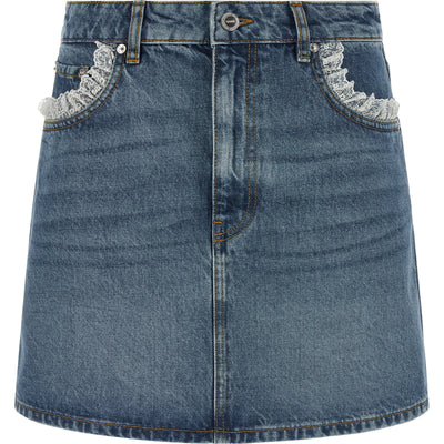 Ganni Denim And Lace Skirt