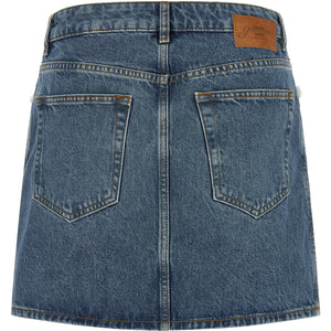 Ganni Denim And Lace Skirt