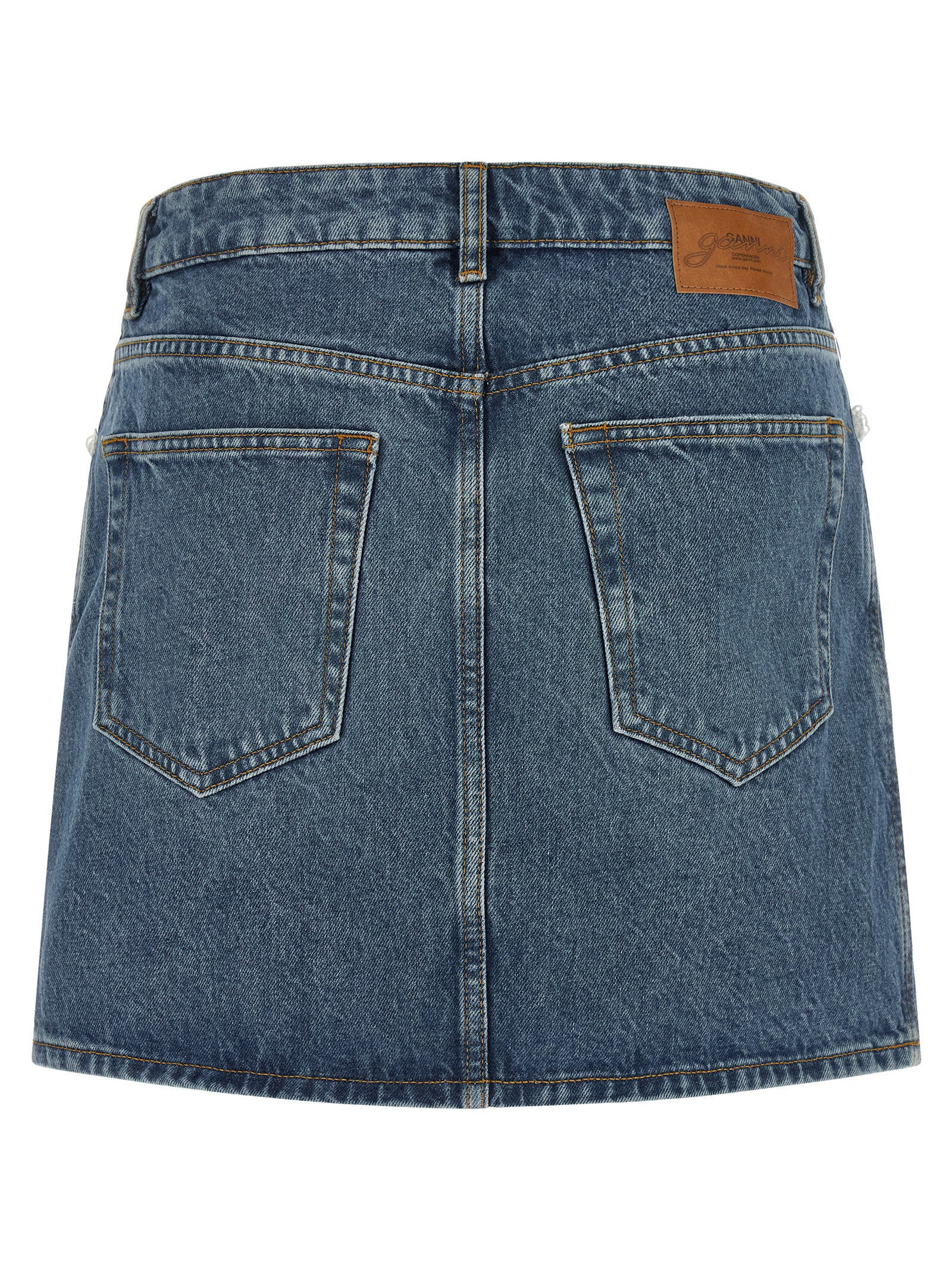 Ganni Denim And Lace Skirt