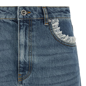Ganni Denim And Lace Skirt
