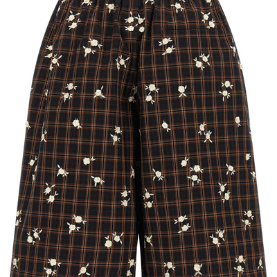 Ganni Check Flower Bermuda Shorts