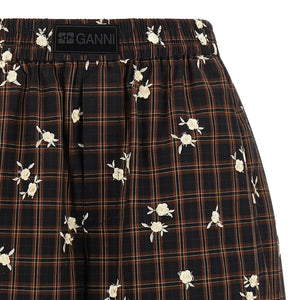 Ganni Check Flower Bermuda Shorts