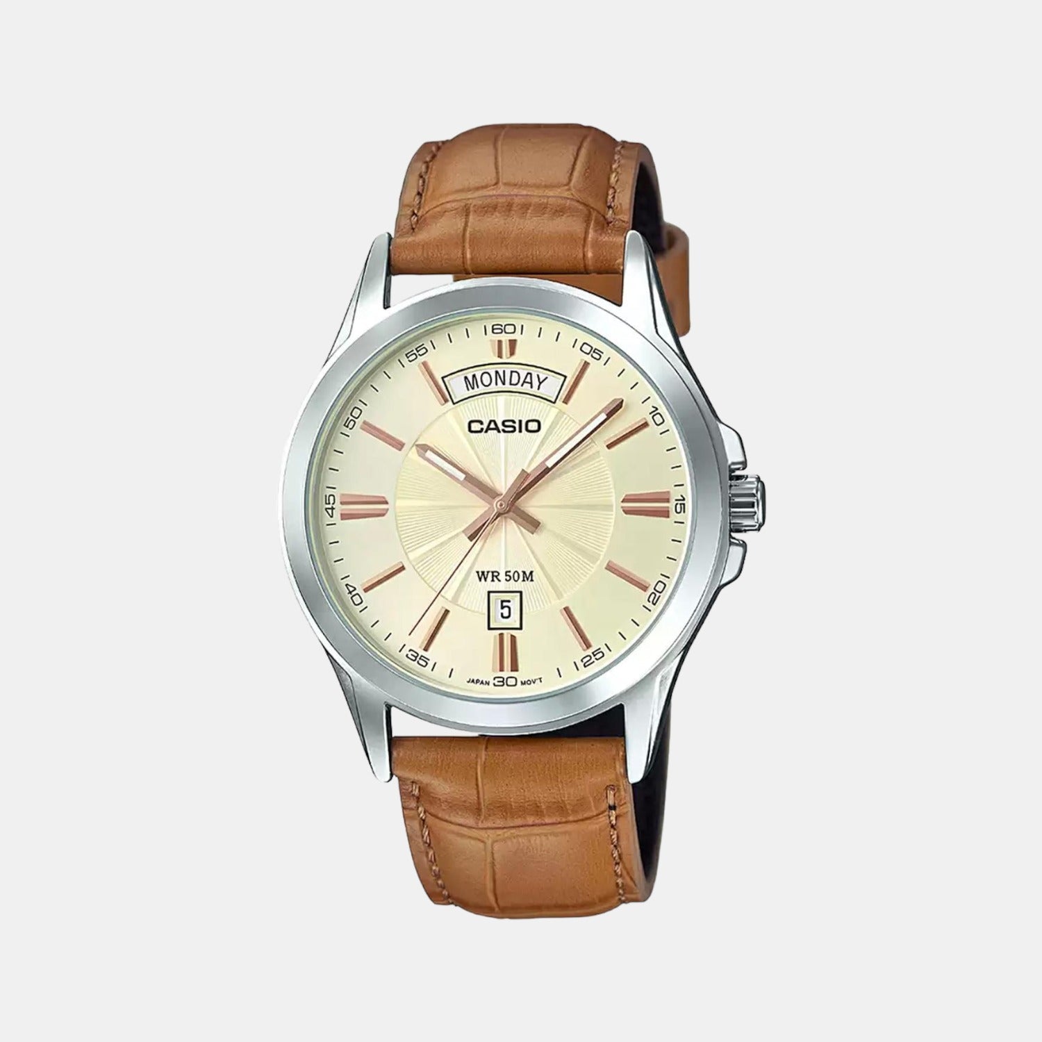 Enticer Men Quartz Beige Dial Analog Leather Watch A1133