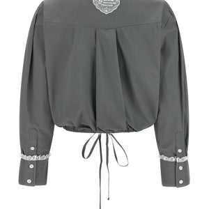 Ganni Cropped Shirt With Lace