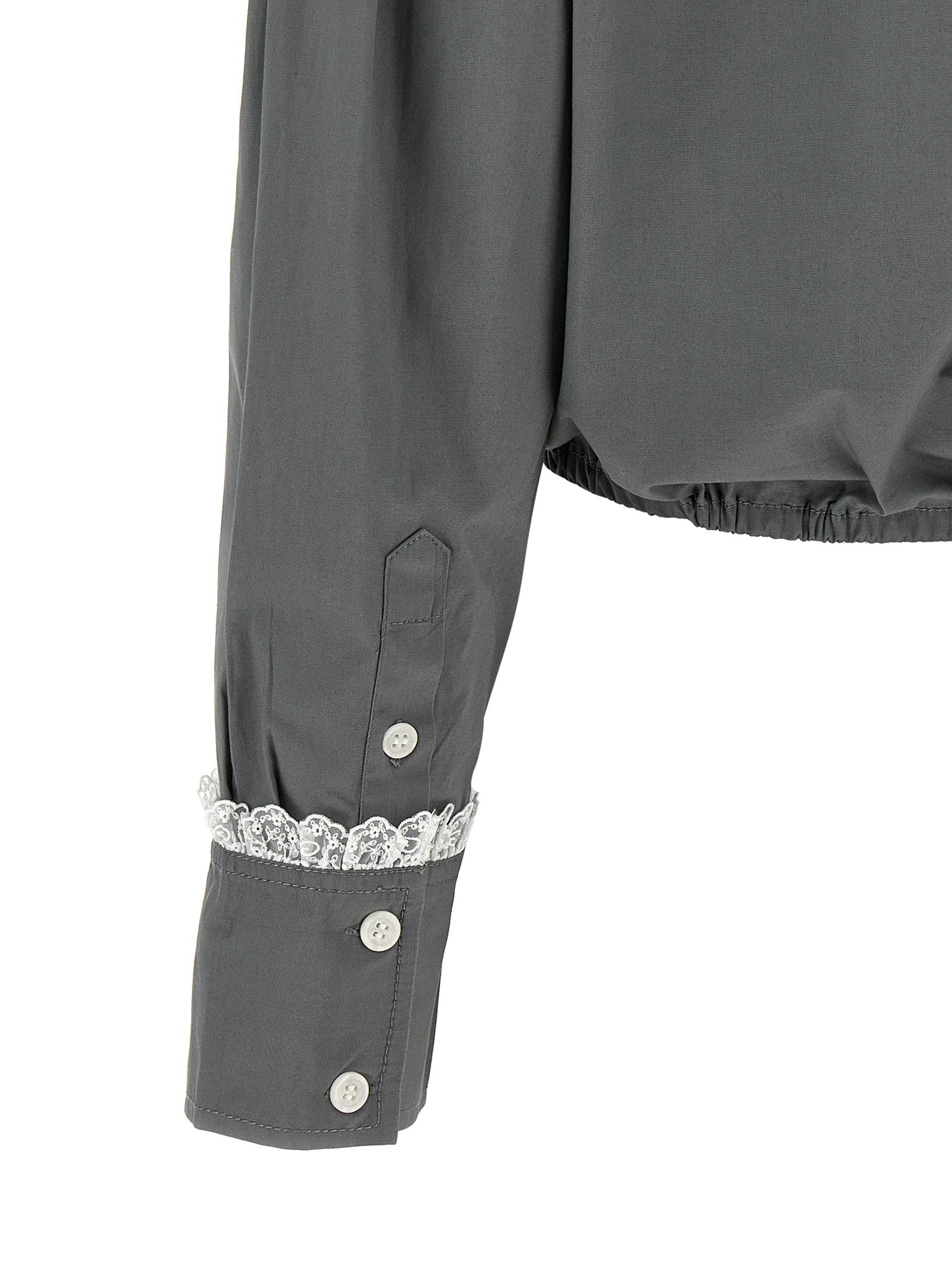 Ganni Cropped Shirt With Lace