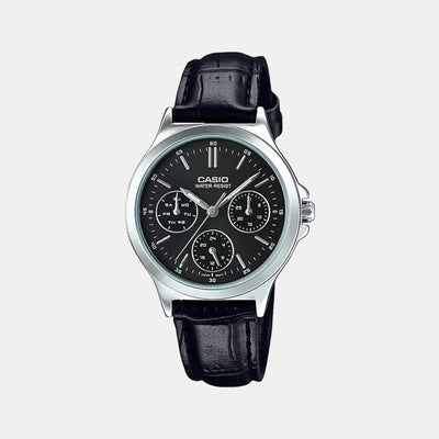 Enticer Women Quartz Black Dial Chronograph Leather Watch A1149