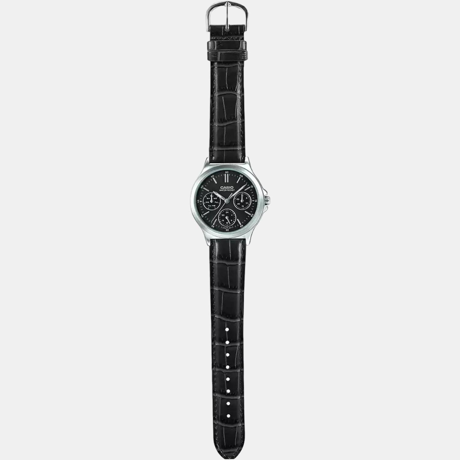 Enticer Women Quartz Black Dial Chronograph Leather Watch A1149