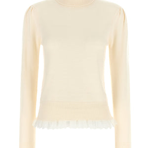 Ganni Turtleneck Sweater With Lace Trim