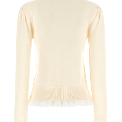 Ganni Turtleneck Sweater With Lace Trim