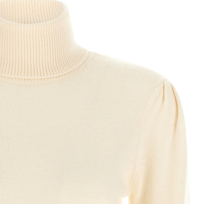 Ganni Turtleneck Sweater With Lace Trim