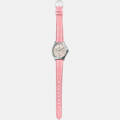Enticer Women Quartz Pink Dial Multi-Function Leather Watch A1150