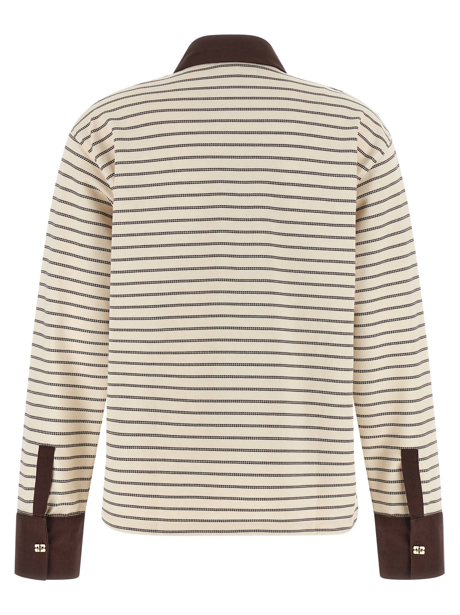 Ganni Striped Cotton Polo Shirt
