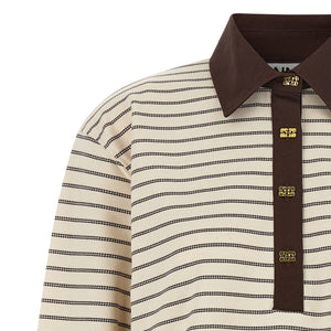 Ganni Striped Cotton Polo Shirt