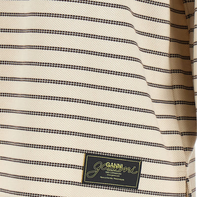 Ganni Striped Cotton Polo Shirt