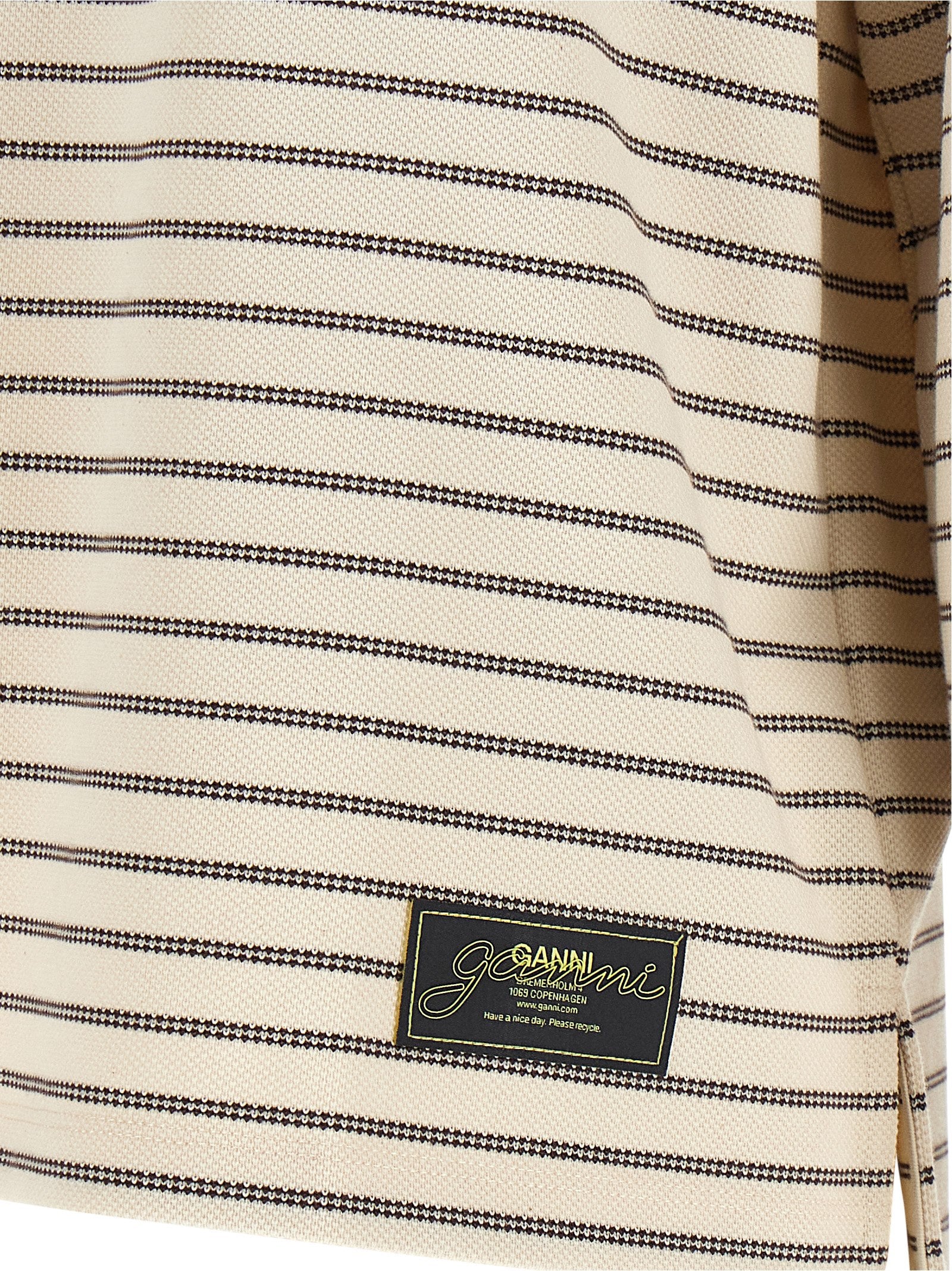 Ganni Striped Cotton Polo Shirt