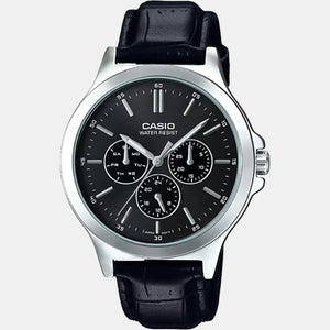 Enticer Men Quartz Black Dial Multi-Function Leather Watch A1176