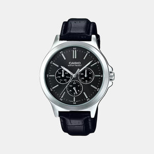 Enticer Men Quartz Black Dial Multi-Function Leather Watch A1176