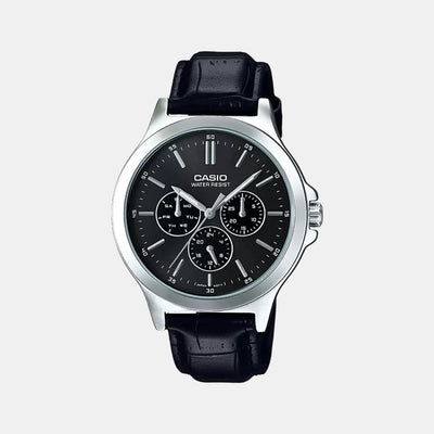 Enticer Men Quartz Black Dial Multi-Function Leather Watch A1176