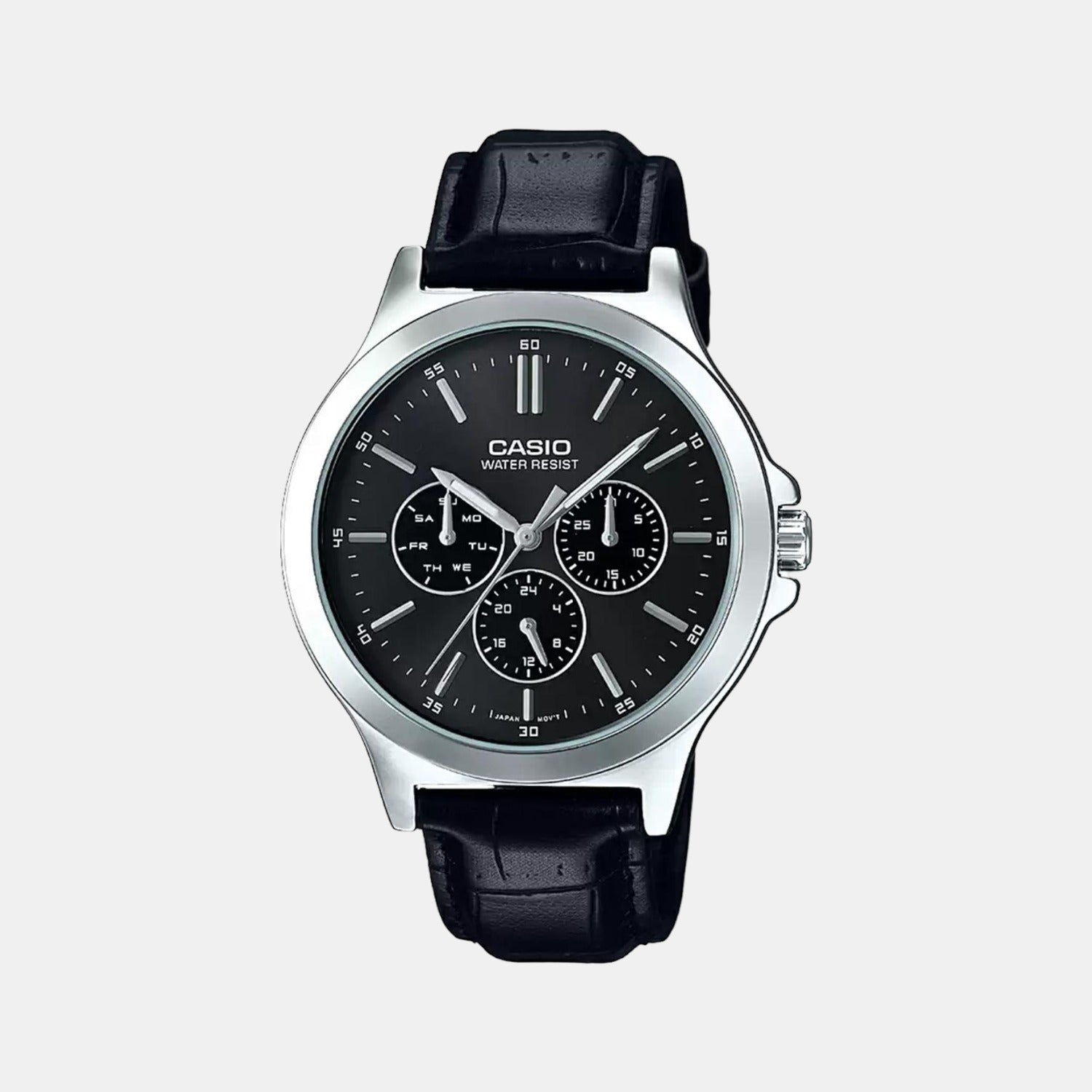 Enticer Men Quartz Black Dial Multi-Function Leather Watch A1176