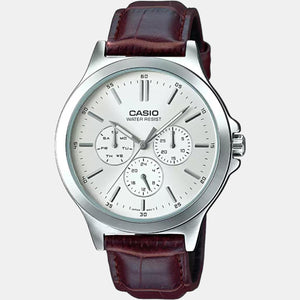 Enticer Men Quartz White Dial Multi-Function Leather Watch A1177