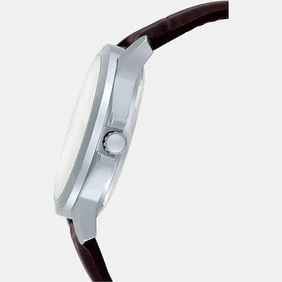 Enticer Men Quartz White Dial Multi-Function Leather Watch A1177