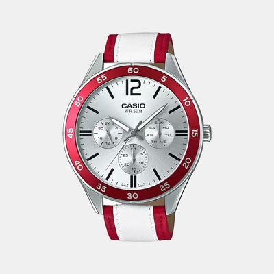 Enticer Men Quartz Silver Dial Chronograph Leather Watch A1182